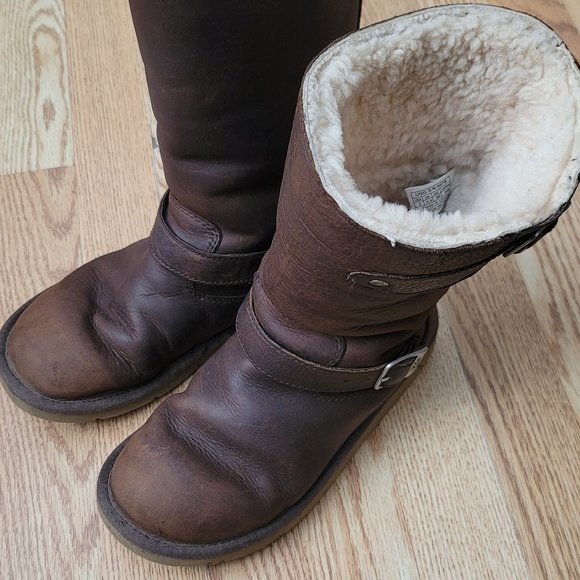 UGG Shoes Ugg Kensington Brown Real Leather Boots And Sheepskin Us